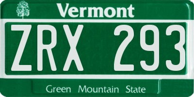 VT license plate ZRX293