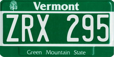 VT license plate ZRX295
