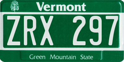 VT license plate ZRX297