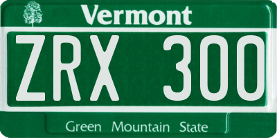 VT license plate ZRX300