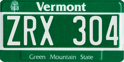VT license plate ZRX304