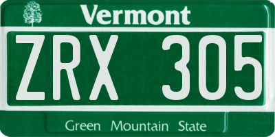 VT license plate ZRX305