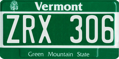 VT license plate ZRX306