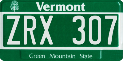 VT license plate ZRX307