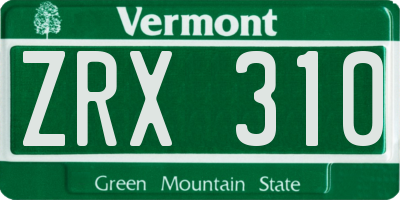 VT license plate ZRX310