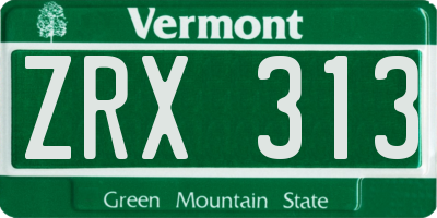 VT license plate ZRX313