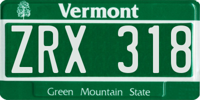 VT license plate ZRX318