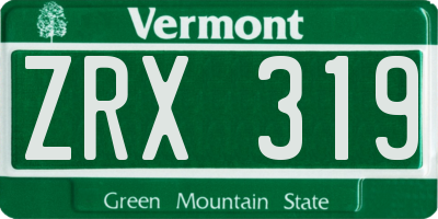 VT license plate ZRX319
