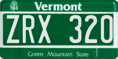 VT license plate ZRX320