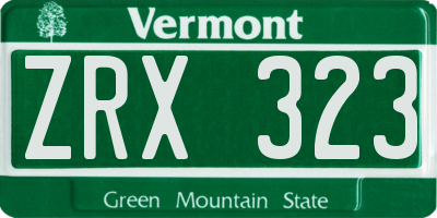 VT license plate ZRX323