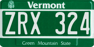 VT license plate ZRX324