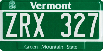 VT license plate ZRX327