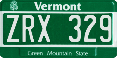 VT license plate ZRX329