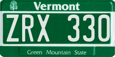 VT license plate ZRX330