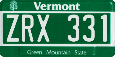 VT license plate ZRX331