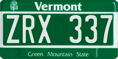 VT license plate ZRX337
