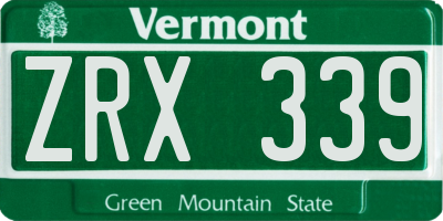 VT license plate ZRX339