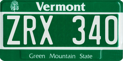 VT license plate ZRX340