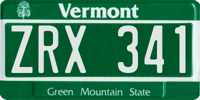 VT license plate ZRX341