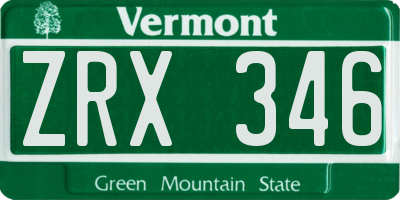VT license plate ZRX346