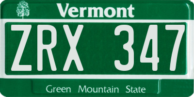 VT license plate ZRX347