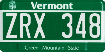 VT license plate ZRX348