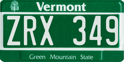 VT license plate ZRX349