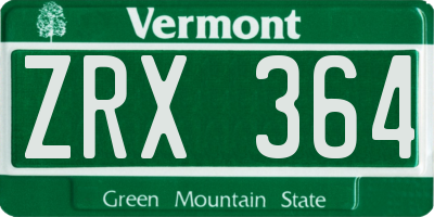 VT license plate ZRX364
