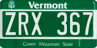 VT license plate ZRX367