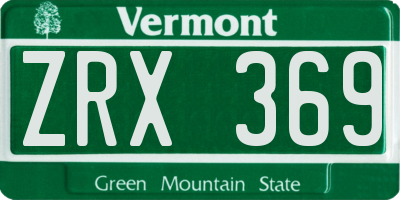 VT license plate ZRX369