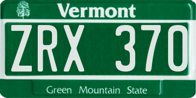 VT license plate ZRX370