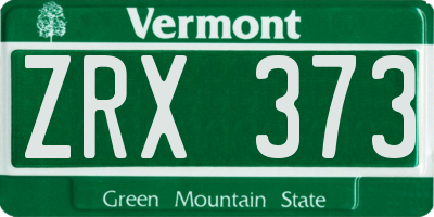 VT license plate ZRX373