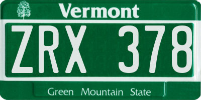 VT license plate ZRX378