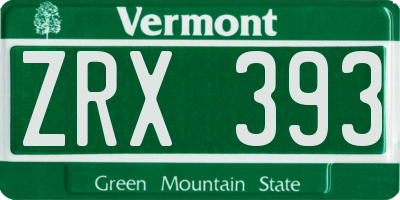 VT license plate ZRX393