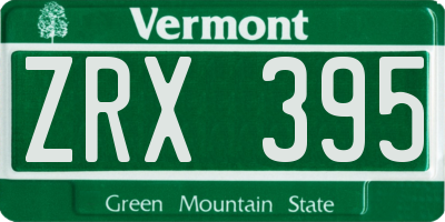 VT license plate ZRX395