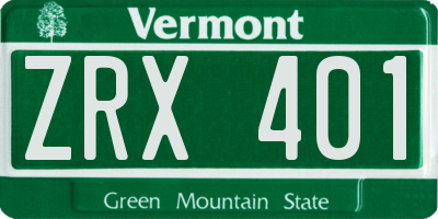 VT license plate ZRX401