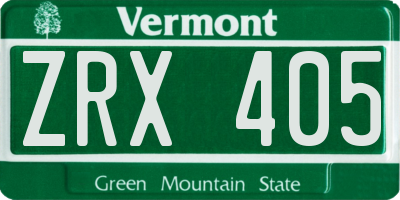 VT license plate ZRX405