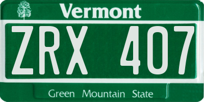 VT license plate ZRX407
