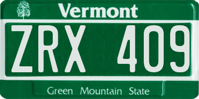 VT license plate ZRX409