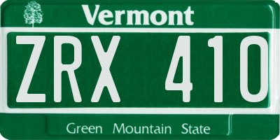 VT license plate ZRX410