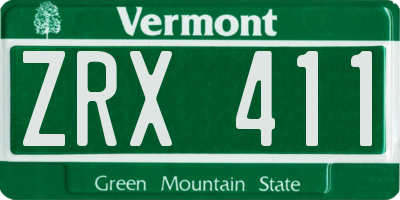 VT license plate ZRX411