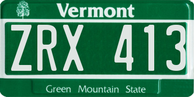 VT license plate ZRX413