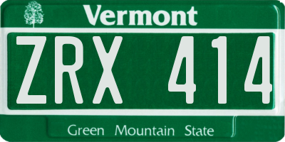 VT license plate ZRX414