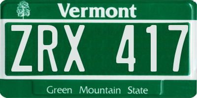 VT license plate ZRX417