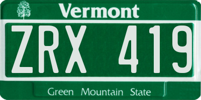 VT license plate ZRX419