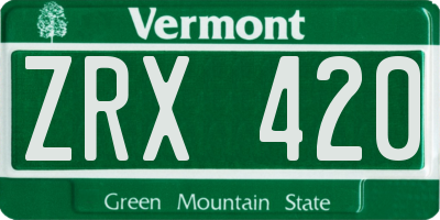 VT license plate ZRX420