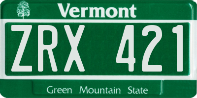 VT license plate ZRX421