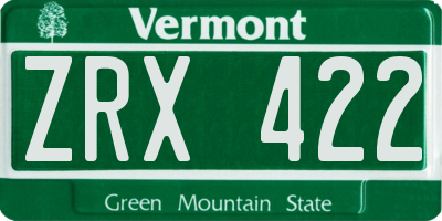 VT license plate ZRX422