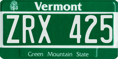 VT license plate ZRX425