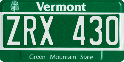 VT license plate ZRX430